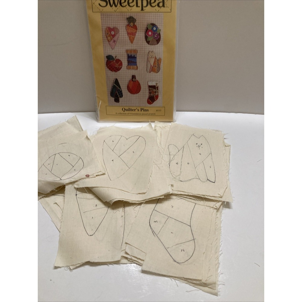 Sweetpea Patterns Quilter's Pins Pattern #117 W/ 25 Muslin Foundations